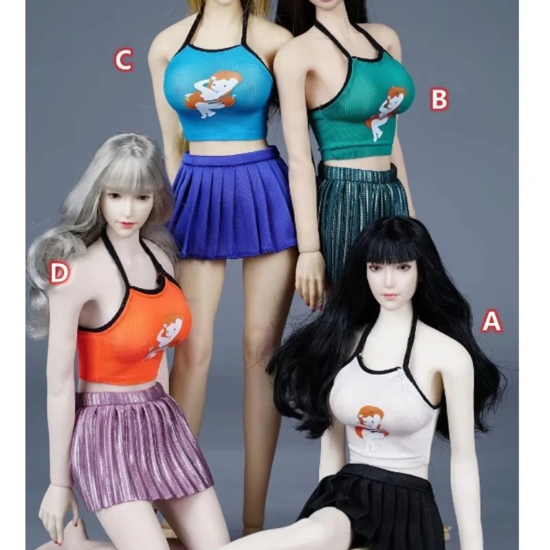 

1/6 Scale SA043 Summer Beach Pleated Skirt Halter Bodice Vest Short Dress Suit Model for 12inch Female Soldier TBL Body