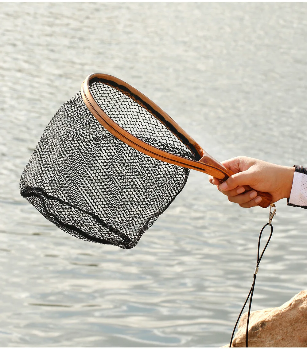 High Quality Rubber Mesh Landing Net 25cm Depth 123g Lightweight Net for Fly Fishing