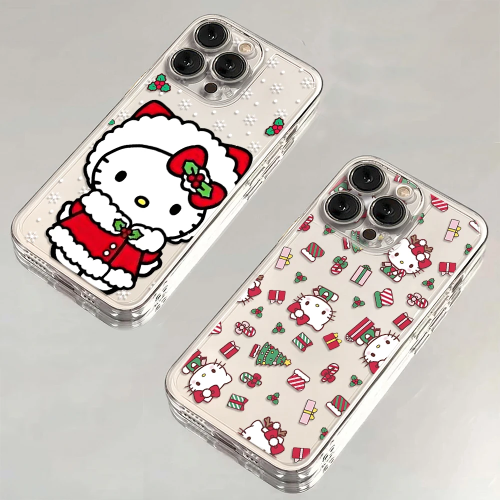 

Christmas Hello Kittys Phone Case For iPhone 16 15 14 13 12 11 Mini Pro Max X XR XSMax 7 8 Plus Transparent Soft TPU Back Cover