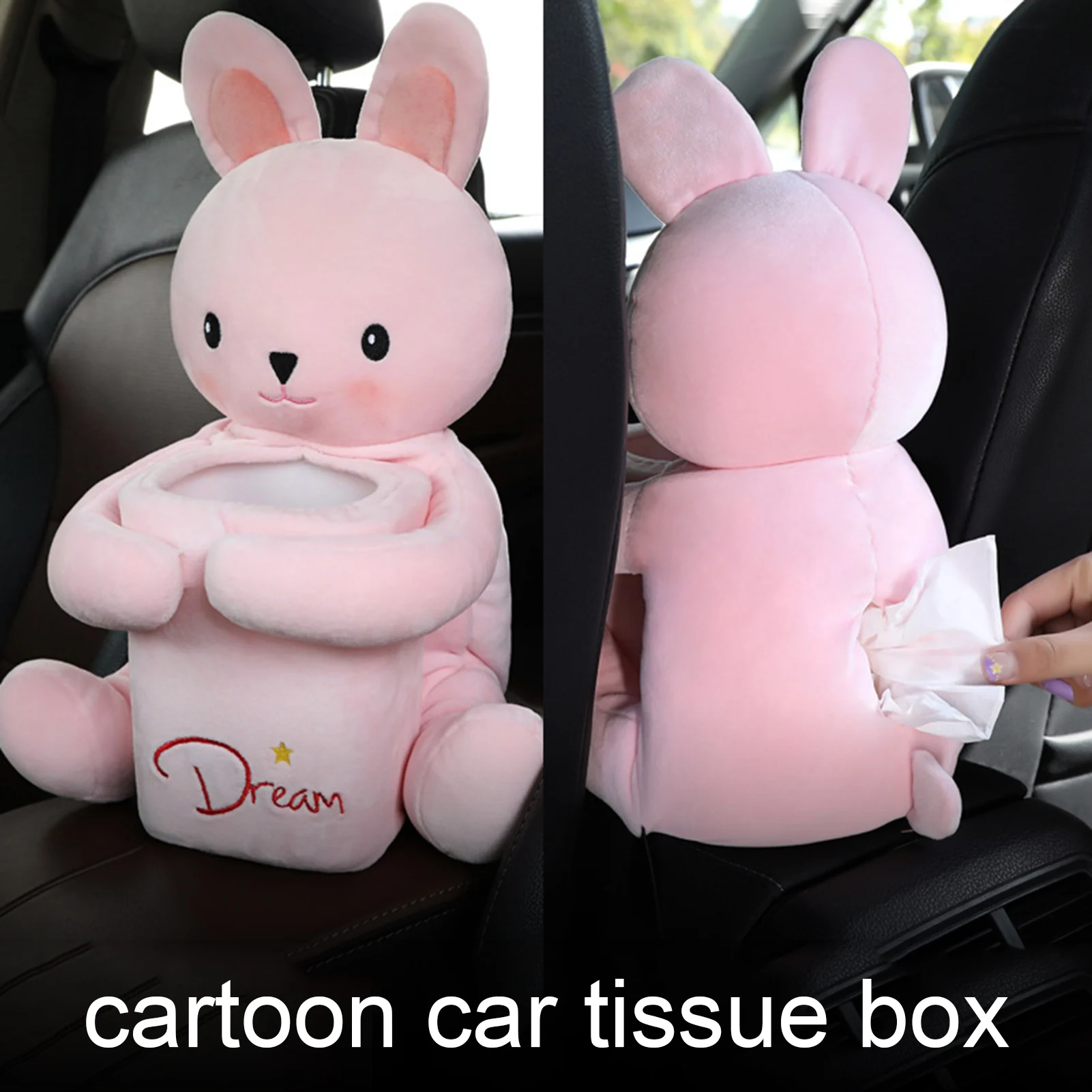 Cartoon Car Tissue Box Holder Car Interior Decoration Monkey & Rabbit Animal Napkin Holder Box Car Accessories