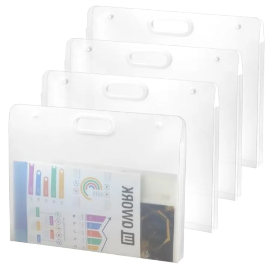 QWORK Art Portfolio Folder - 17x13 Inch Water-Resistant Solid Stiff Material 4 Pack Translucent Large Storage for Artwork Diamo