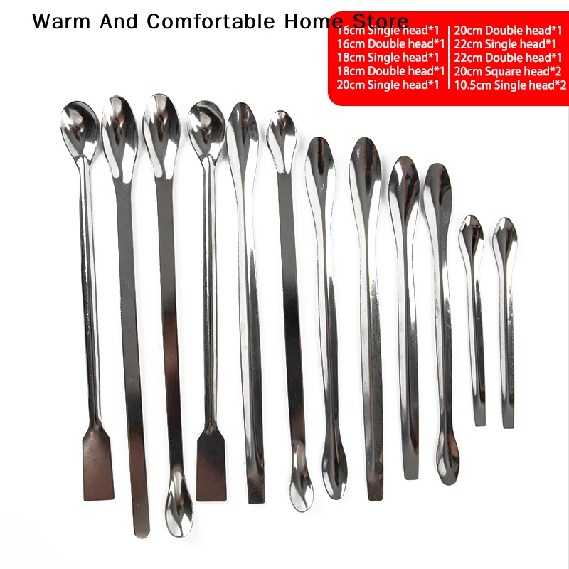 【SE】Hot Sale 12PCS Stainless Steel Lab Spoon Spatula/Laboratory Sampling Spoon Mixing Micro Spatula Scoop