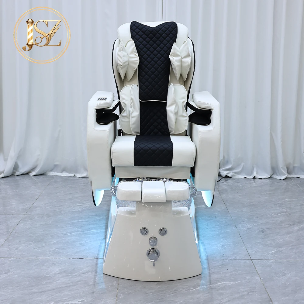 High Back Reclining Pedicure Spa Sofa Airbag Wrapping Massage Glass Foot Basin Heavy‑Duty for Beauty Nail Salon