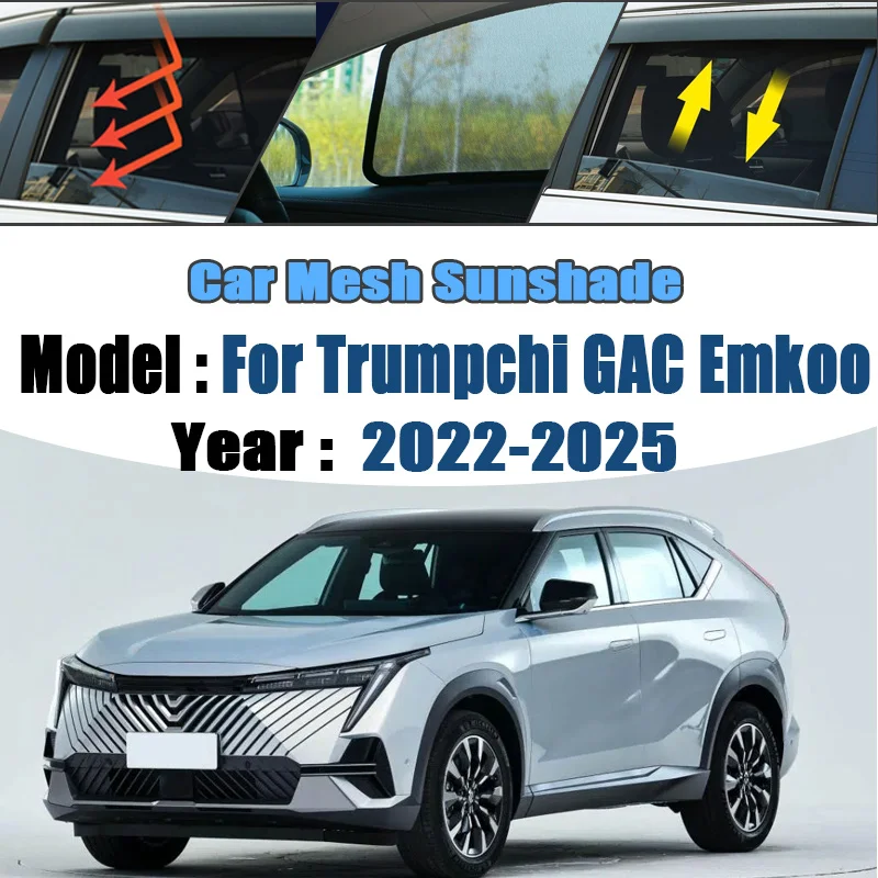 For Trumpchi GAC Emkoo 2022 2023-2025 Car Mesh Shades Window Sunshades Sunscreen Privacy Curtain Mosquito Accessories Sun Visors