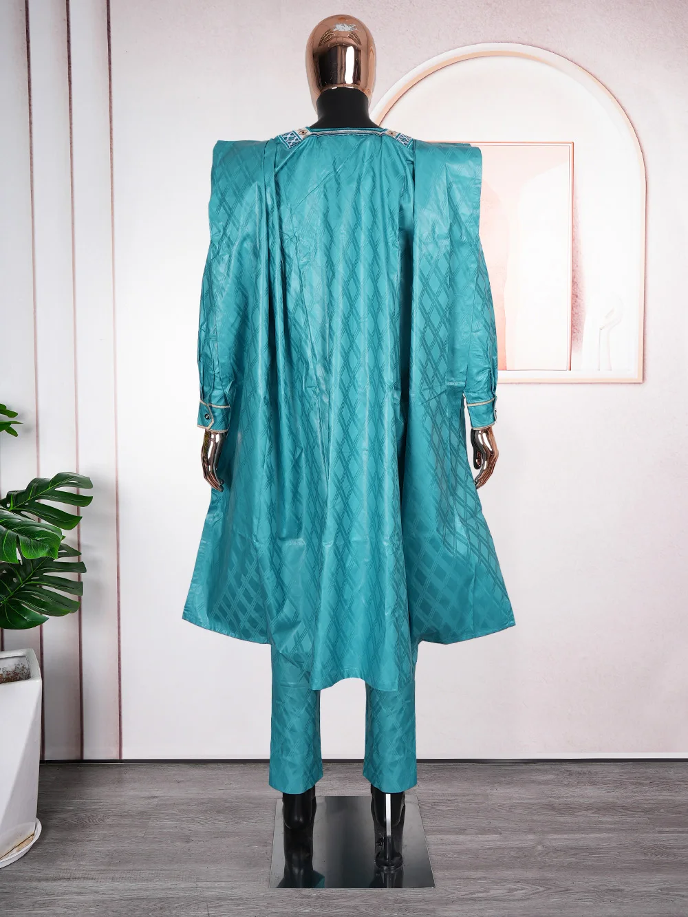 H&D South African Traditional Wear Formal Attire Bazin Riche Dashiki Green Shirt Pants Robe Suit Agbada Men\'s wedding party 2024