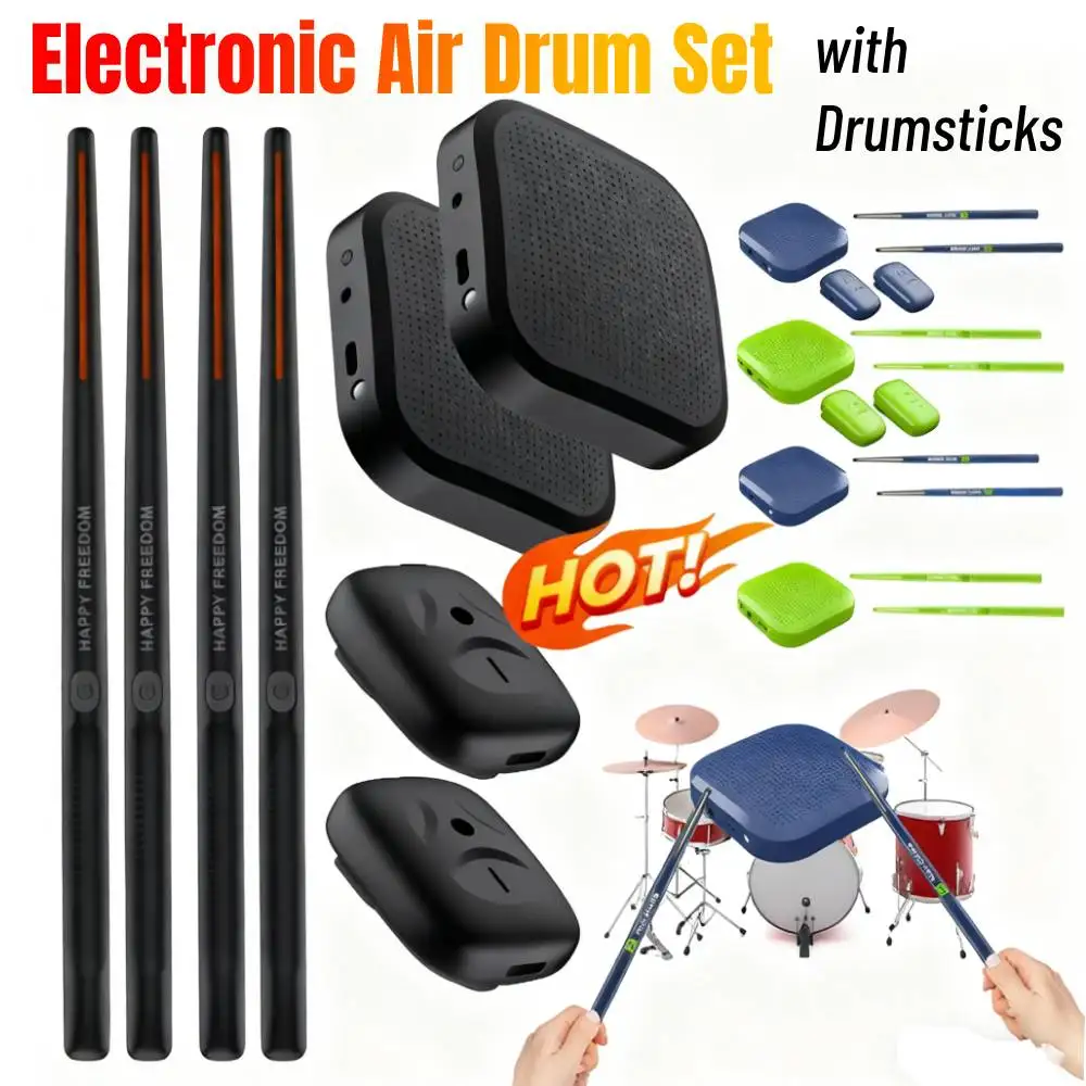 

Air Drum with Drumsticks Sets Portable Electronic Virtual Air Drum Drumsticks Pedals Professional for Beginners Children Adults