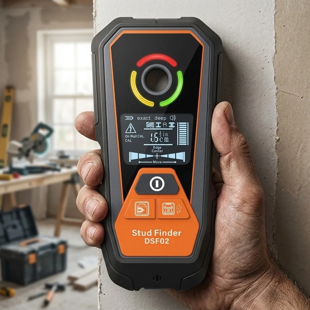 DSF02 Handheld Wall Detector Supporting Drywall Brick and Wood Wall Applications with Depth Readings and Alarms