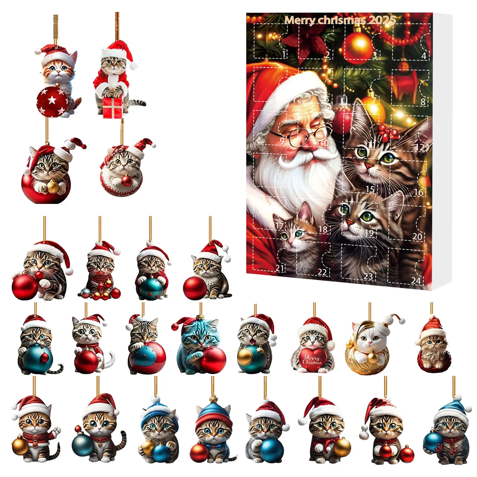 Minuterie de sable de 10 minutes, arbre de noël, pendentif en acrylique, calendrier de l'avent pour chat, compte à rebours de noël, horloge d'entraînement 2D Portable