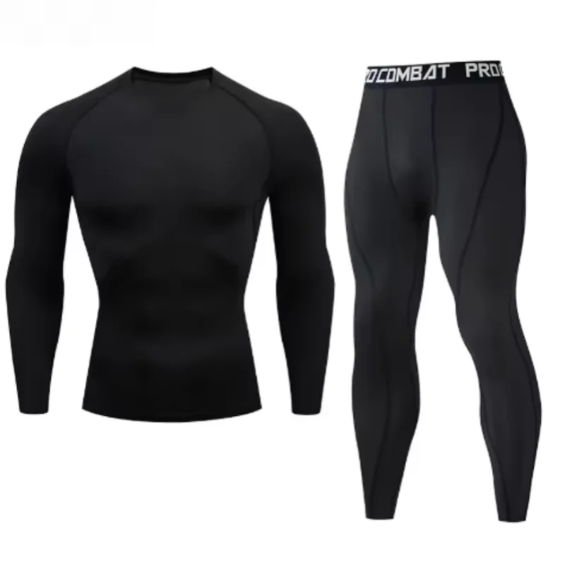 2pcs Men Compression Sportswear Suit Elastic Training Sports Yoga Sets Workout Jogging Fitness Clothing Tracksuit Pants Sporting