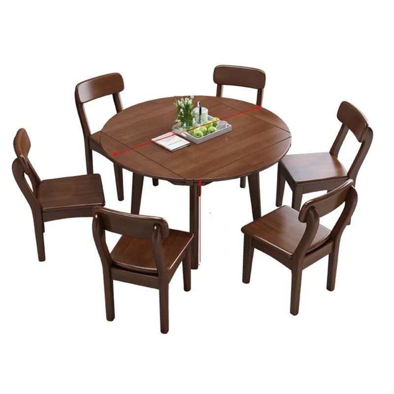 

All solid wood dining table, folded square on all sides to become round, modern square and round dining table
