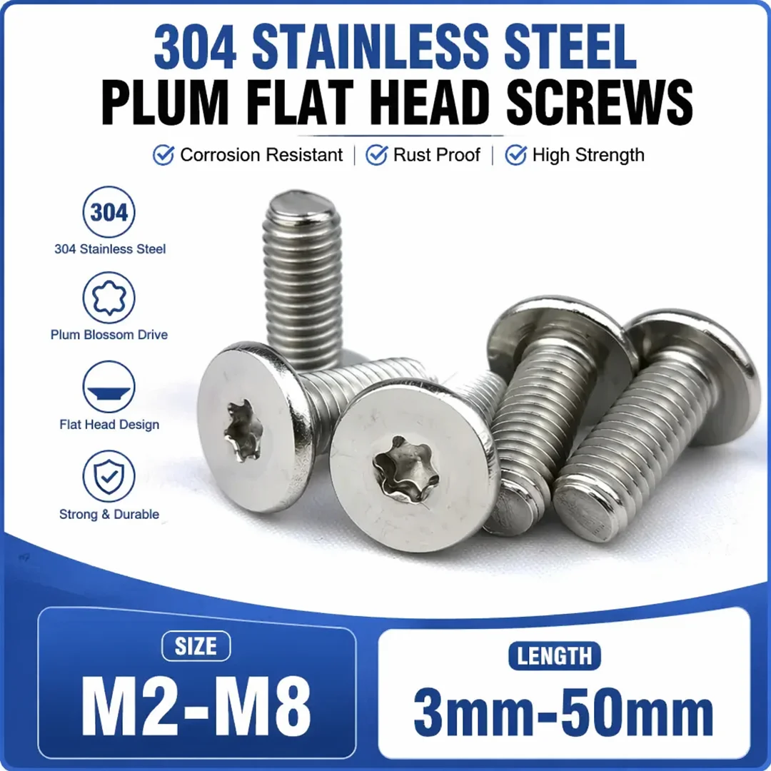 10/50pcs M2 M2.5 M3 M4 M5 M6 M8 304 Stainless Steel CM Six-Lobe Torx Ultra Thin  Flat Wafer Head Screw Bolt