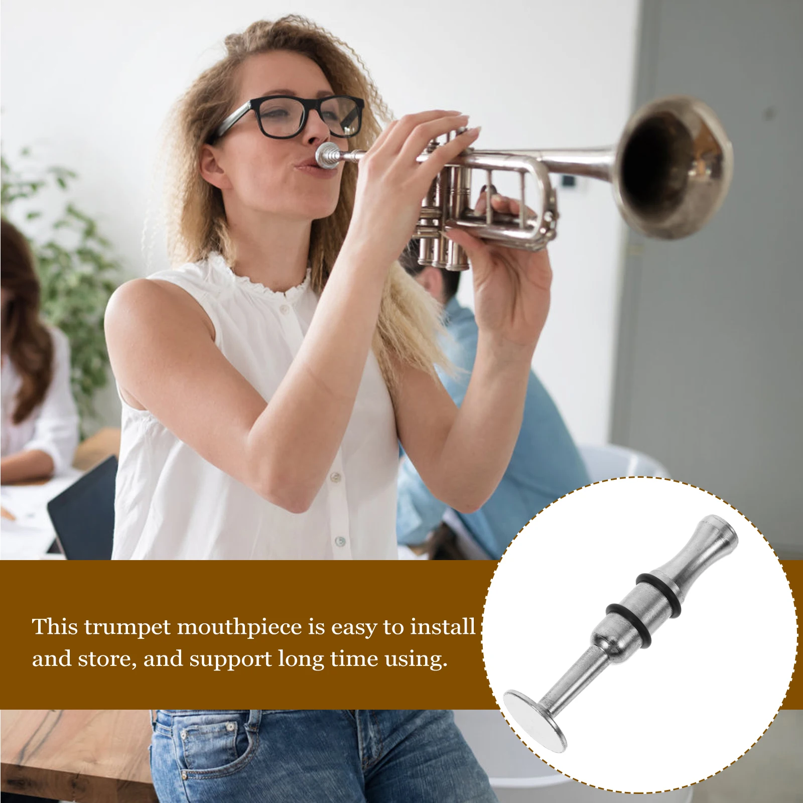 

1pcs Trumpet Mouthpiece Metal Replacement Part Lightweight Durable Polished Easy Install Suitable Beginners Professionals Music