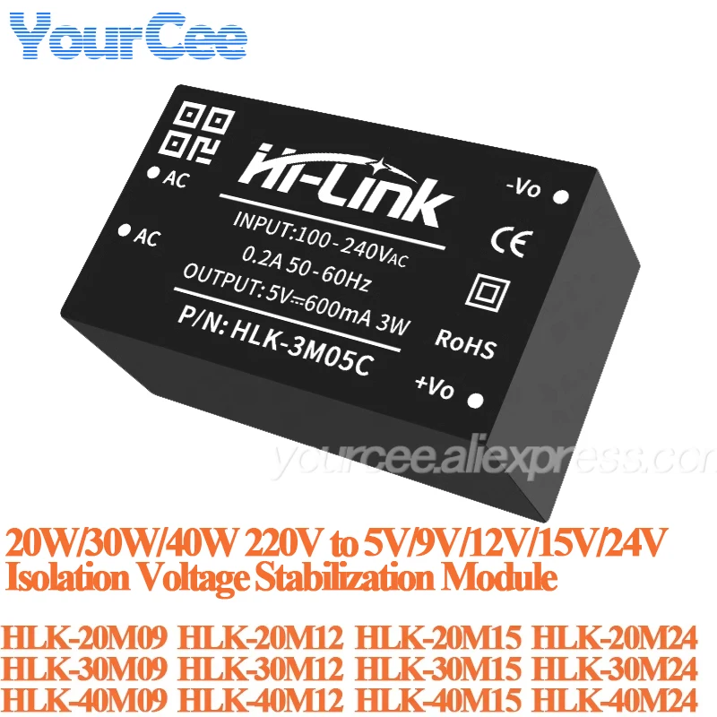 AC to DC 20W 30W 40W 50W Isolation Voltage Stabilization Power Module 220V to 5V/9V/12V/15V/24V 20M05 20M09 20M12 30M09 40M09