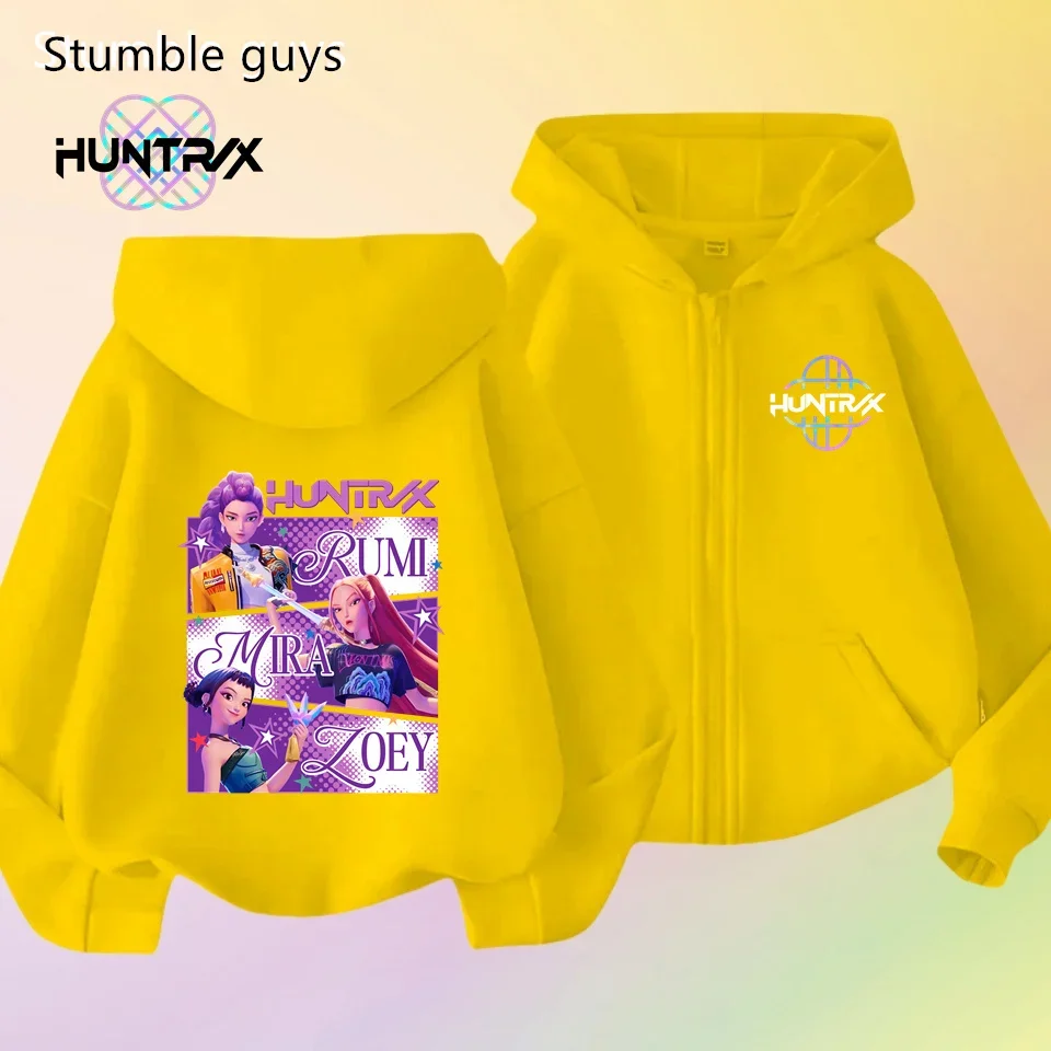 

Autumn New KPop Demon Hunters Zipper Hoodie Kids Long Sleeve Sweatshirt Anime Clothes Casual Boys Girls