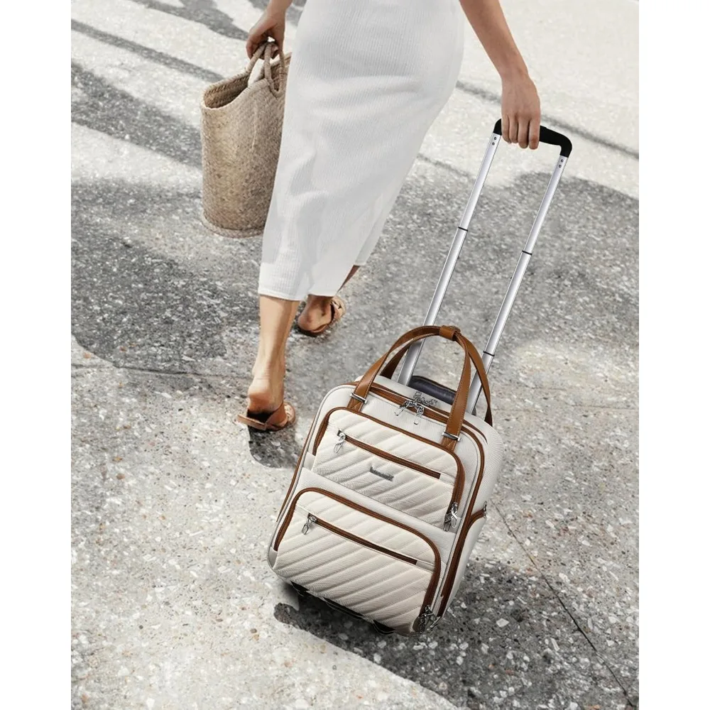 

Underseat Carry On Luggage with Wheels, Stylish Lightweight Under Seat Luggage, Soft Sided Personal Item Suitcase for Short Trip