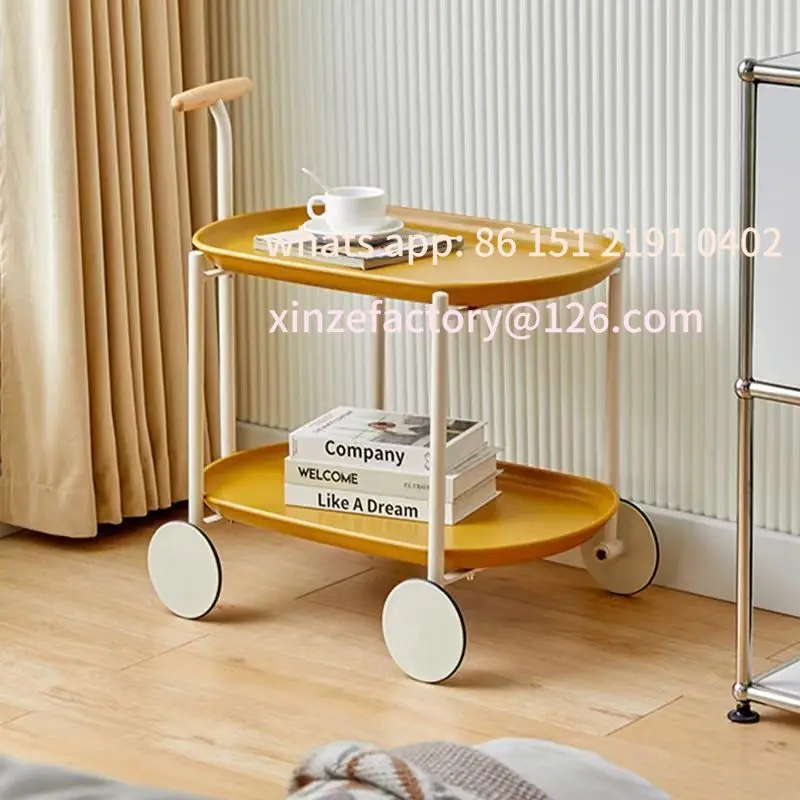 

Customizable table with internet celebrity minimalist ins cart movable wheels modern small unit coffee table