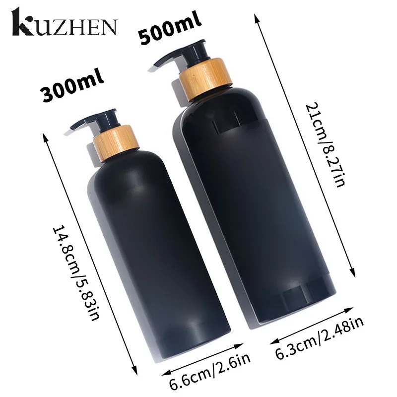 300/500 مللي موزع مضخة الخيزران الحمام PET طبق الصابون زجاجة فارغة غسول إعادة الملء هلام الاستحمام السائل متجمد الحاويات
