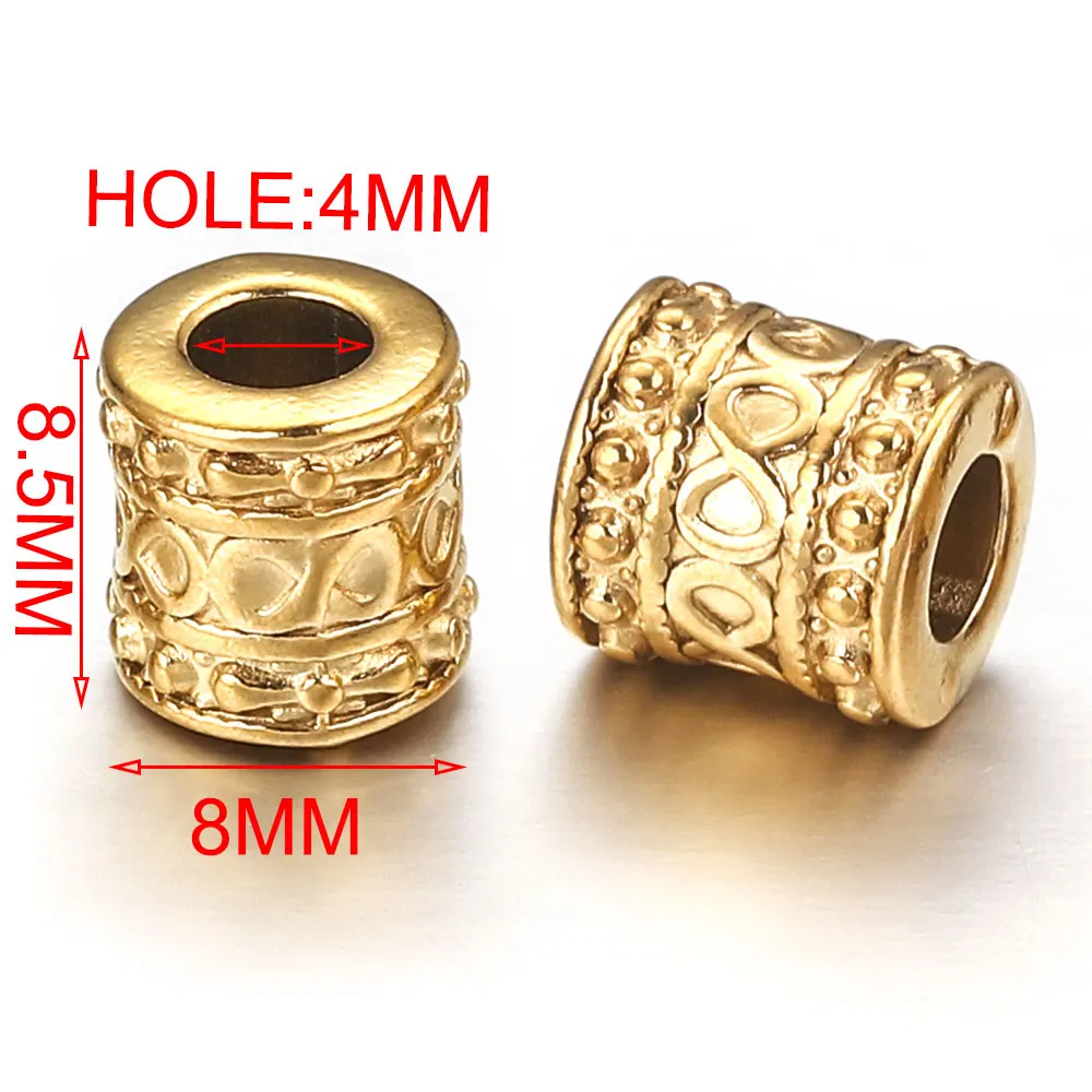 10pcs Stainless Steel Large Hole Cylinder Tube Infinity Symbol Beads Spacer Bead Fit for Original Charm Bracelet Jewelry Finding