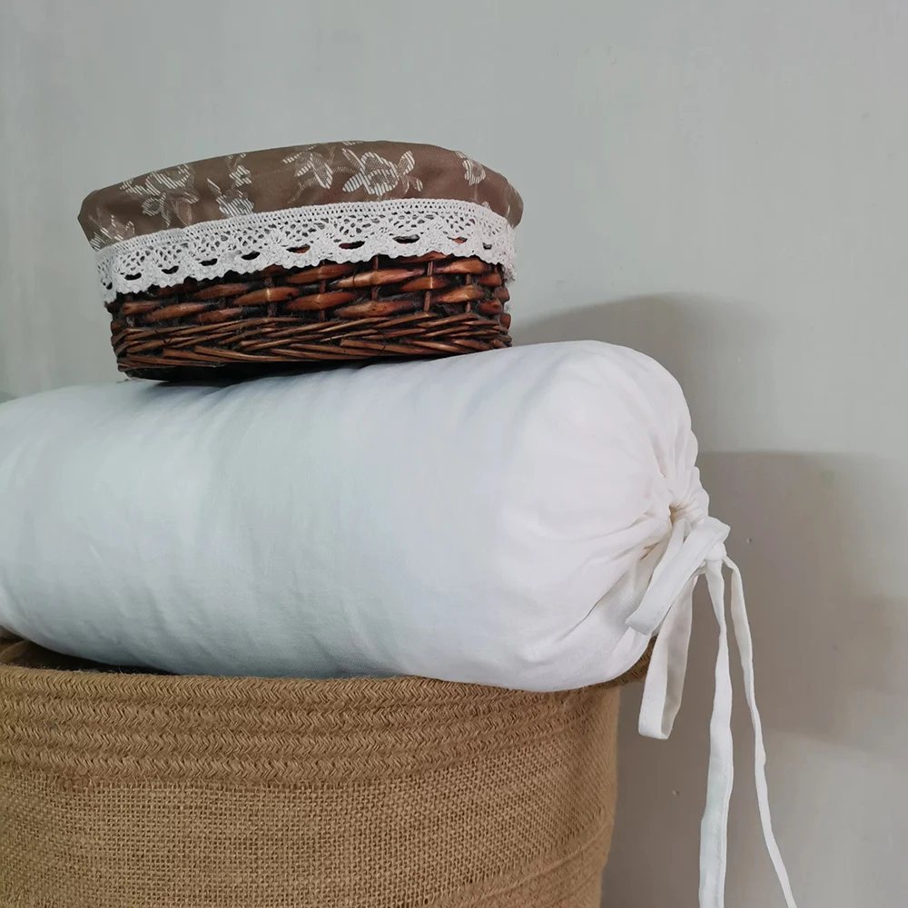 Pure Linen Round Body Pillow Cover, Diameter 7.9 x Length 47Inch, Roll Body Pillowcase, Full Body Pillowcase with Tie 20 x 120cm