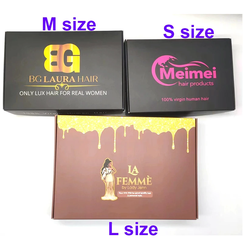 Custom Hair Packaging Box With Logo 20Pcs Colour Fold Paper Box For Bundles Wig/Gift Box For Salon Support Custom Sizes & Brand