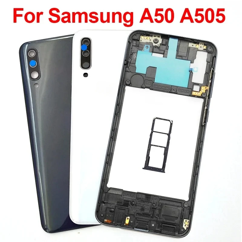 

phone housing case For Samsung Galaxy A50 2019 A505 SM-A505F ，Middle Frame Cover Back Panel Rear panel With SIM Card Tray