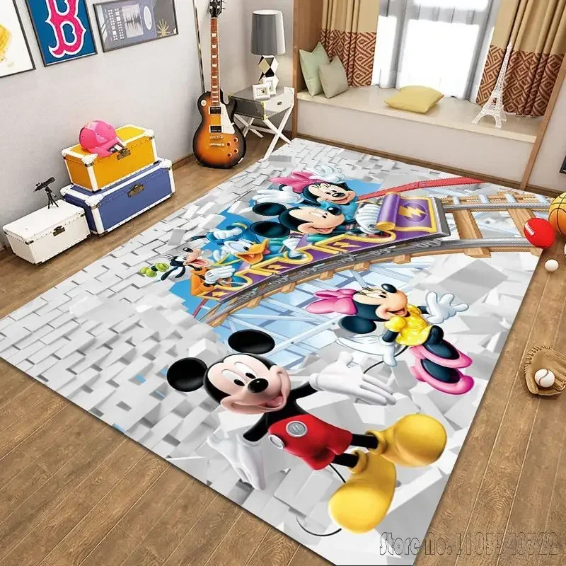 Disney Cartoon Mickey Mouse Minnie Rug Carpets 80x120cm Decor for Bathroom Kids Floor Mat Living Room Children's Bedroom Sofa