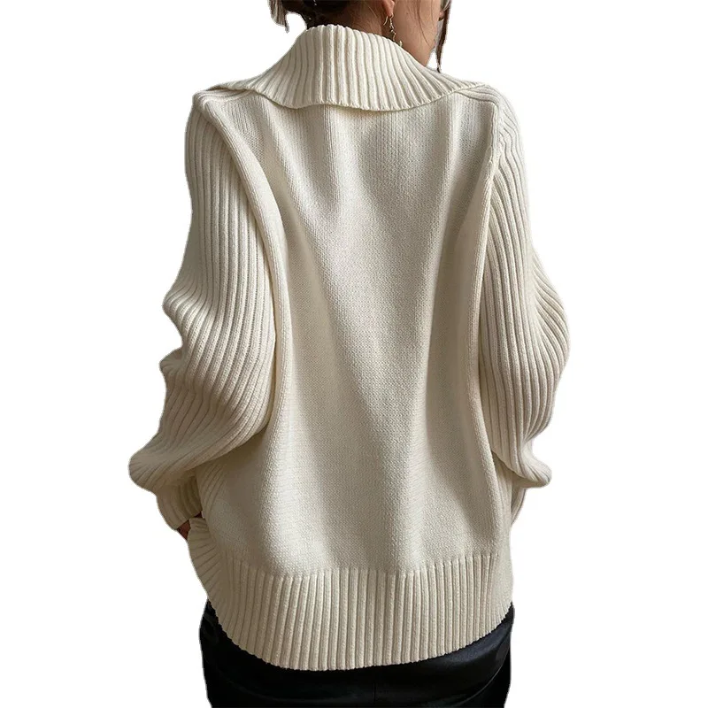 

Autumn and Winter Y2K Solid Color Loose Lapel Sweater Coat Women's Knitted Cardigan