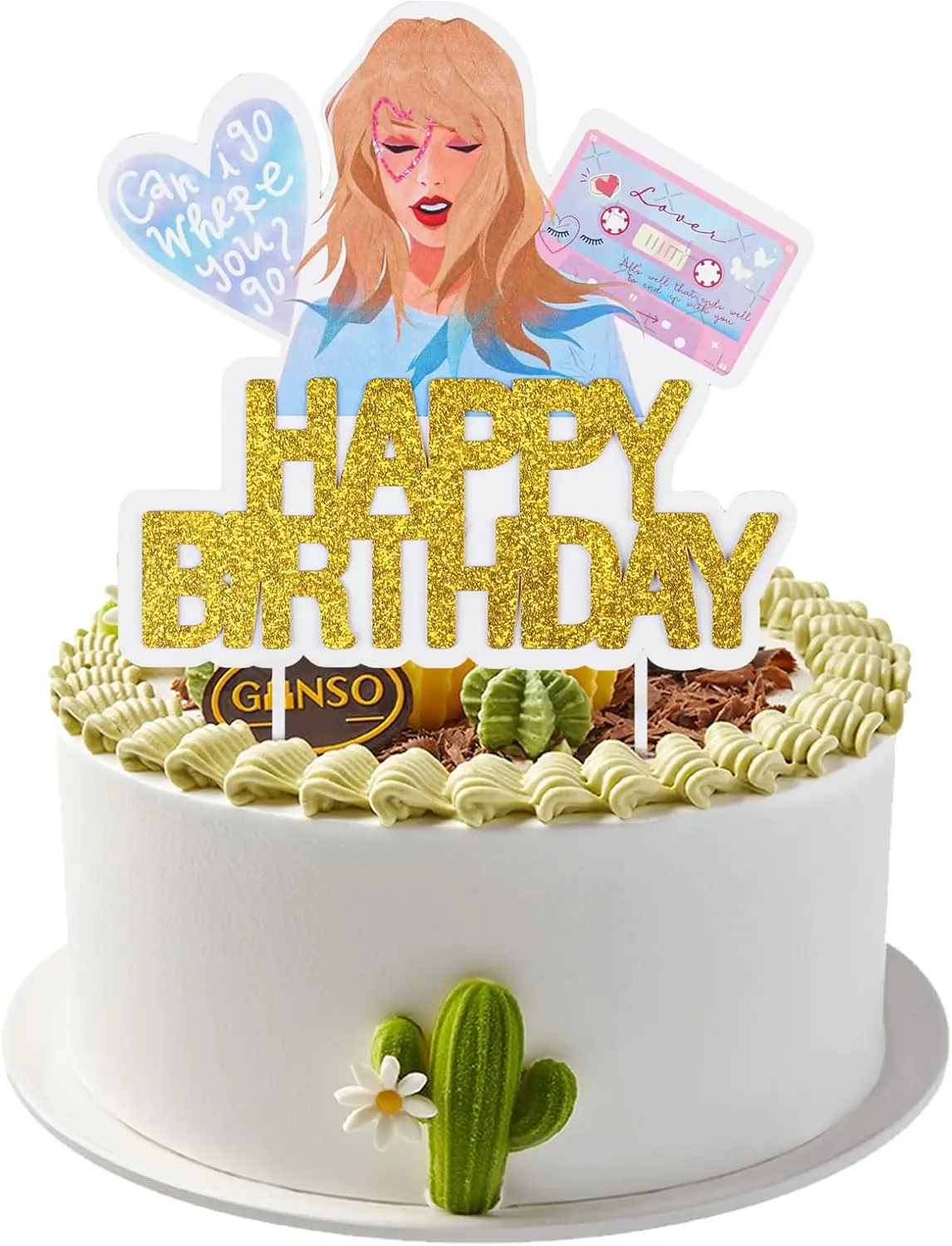 Alles Gute zum Geburtstag Kuchen Topper Sänger Geburtstag Dekoration Taylor Party Dekorationen Gold Glitzer Kuchen Dekorationen