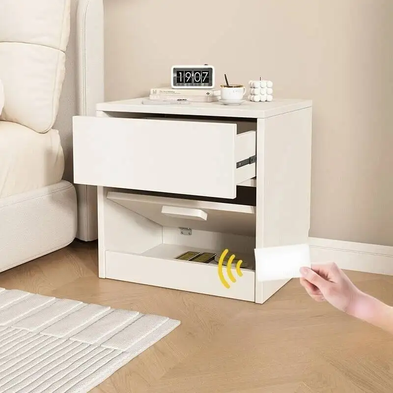 Magnetic card lock bedside table Storage locker money safe nordic Home side table house mesitas de noche bedroom furniture