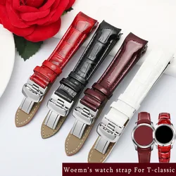 Cowhide lea/ther watch strap 18 red balck white folding buckle Women's watchband For Tissot 1853 T035 T-classic T035210A T035207