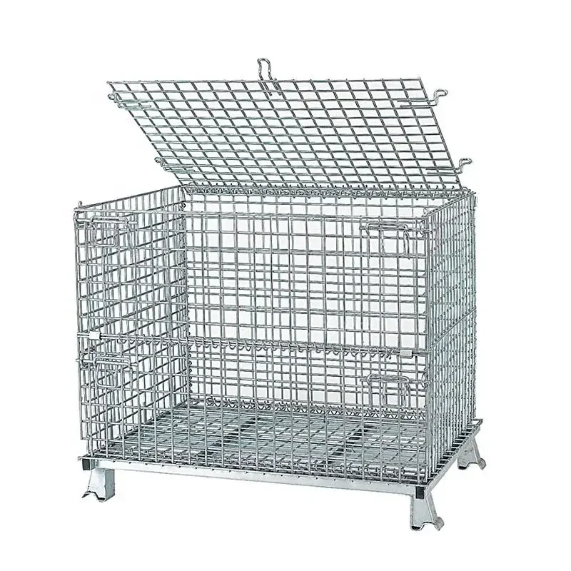 Collapsible Large Metal Storage Long Lasting Foldable Metal Warheouse Wire Mesh