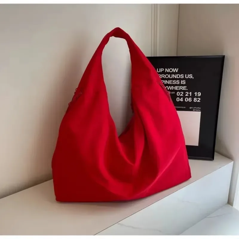 Colorful Solid Cloth Zipper Shoulder Bags Large Capacity High Quality Autumn New Style Tote Bags for Women 2025 Fashion Hot Sale