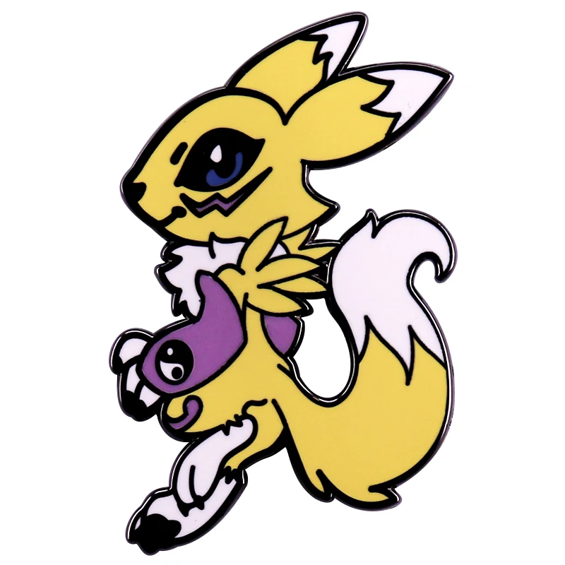 Cute Chibi Renamon Enamel Pin Game Digimon Adventure Character Badge Gamer Gift Collection