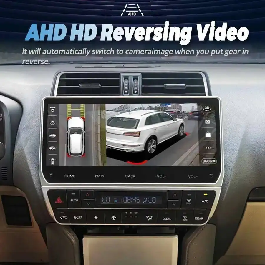 أندرويد 15 المدمج في 360 12.3 "راديو السيارة لتويوتا برادو 2018 Carplay السيارات مشغل وسائط متعددة ستيريو 4G + واي فاي نظام تحديد المواقع نافي شاشة HU