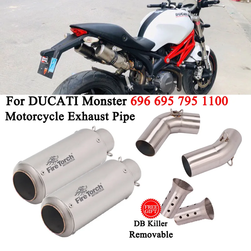 

For Ducati Monster 659 696 695 795 1100 Hypermotard 796 Motorcycle Exhaust Pipe Connecting 51mm Moto Muffler Escape DB Killer