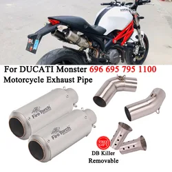 For Ducati Monster 659 696 695 795 1100 Hypermotard 796 Motorcycle Exhaust Pipe Connecting 51mm Moto Muffler Escape DB Killer