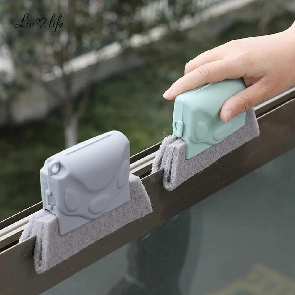 Creative Groove Window Cleaning Brush Useful Washable Venetian Blade  Dust Cleaner Microfiber Window Slot Clean Tool