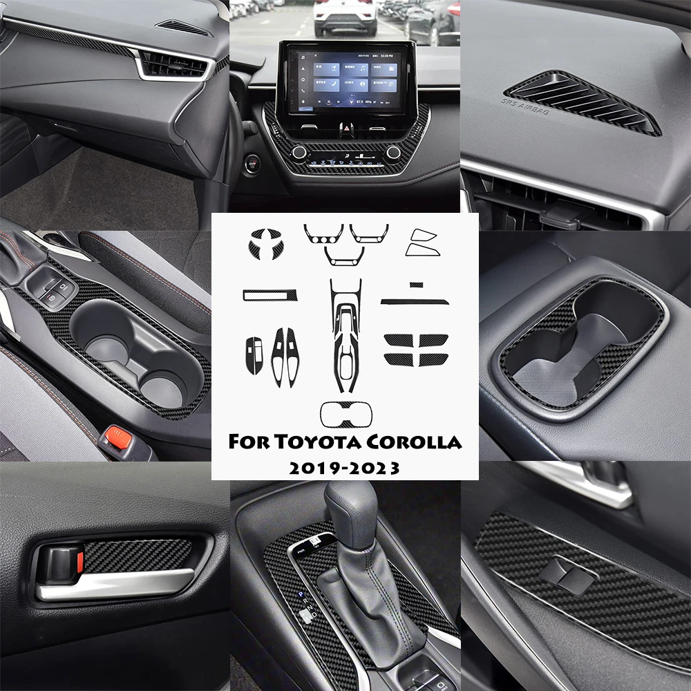 

1 Set Black Carbon Fiber Style Car Interior Sticker Decal Auto Styling Accessories For Toyota Corolla 2019 2020 2021 2022 2023