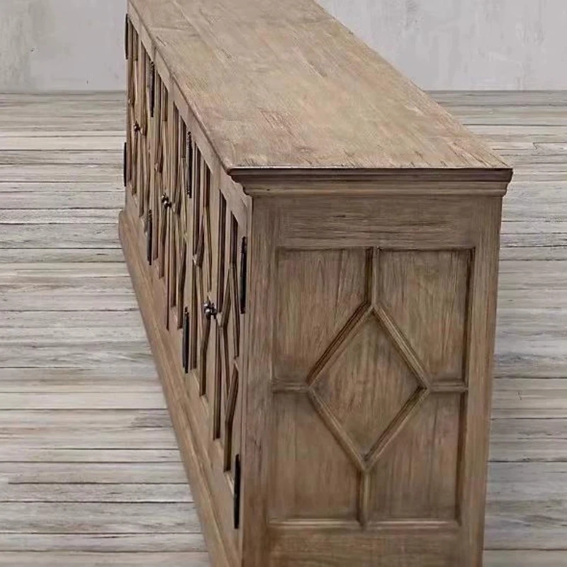 

Solid wood cabinet French side cabinet Log retro locker Old living room wall