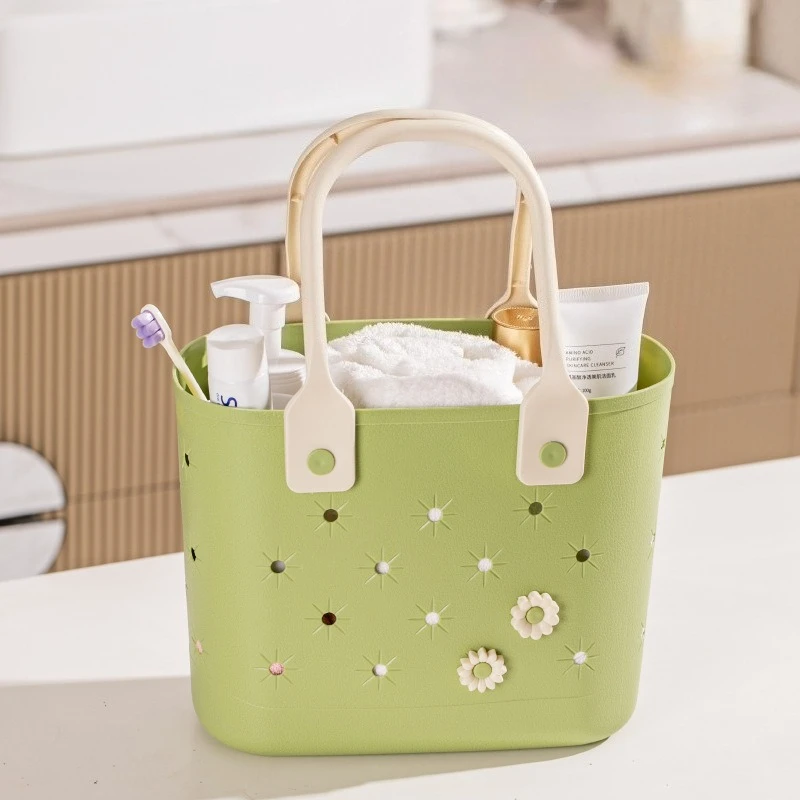 

Handheld Picnic Basket Outdoor Home Use Creative Soft Material Bottom Drain Shower Wash Bathroom Storage Basket