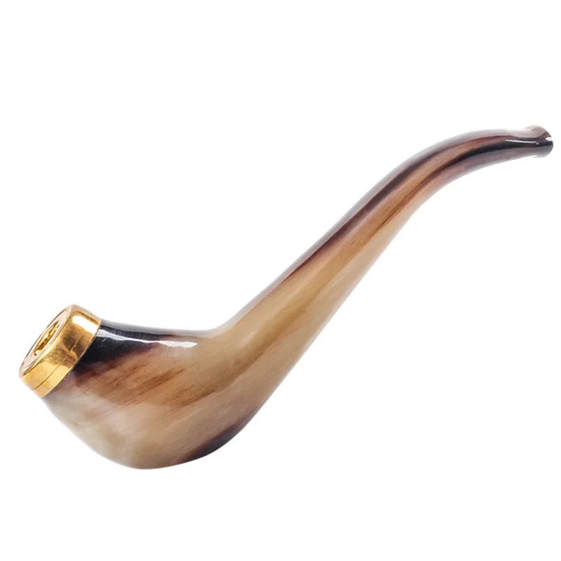 

Natural yak horn pipe with removable and washable black horn cigarette holder for filtering coarse cigarette.