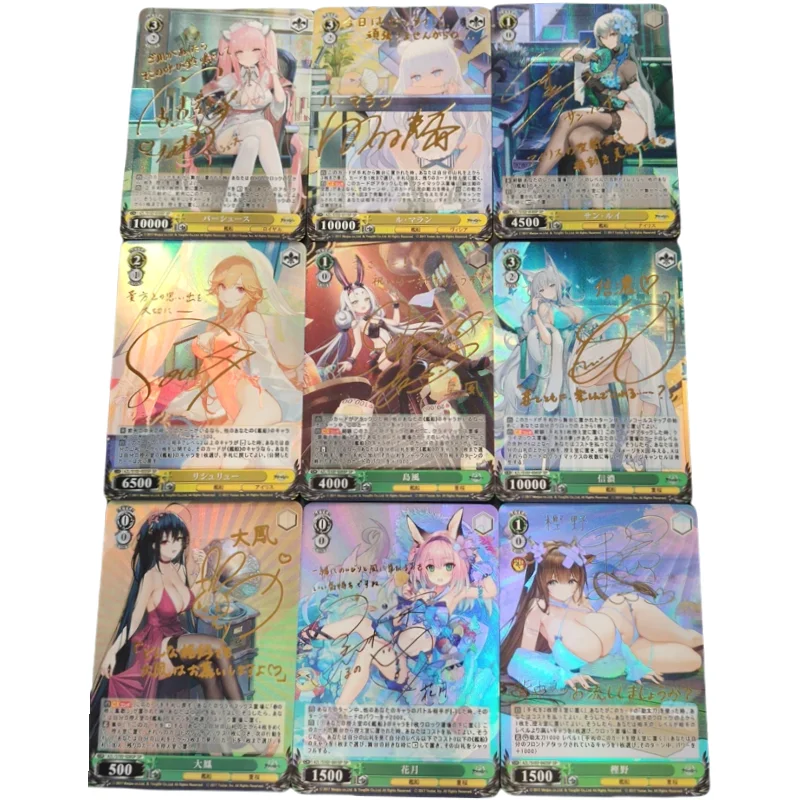 Azur Lane WS Cards ACG Girl HMS Cheshire IJN Taiho USS St Louis Golden Sign Anime Game Characters Colorful Flash Cards DIY Toys