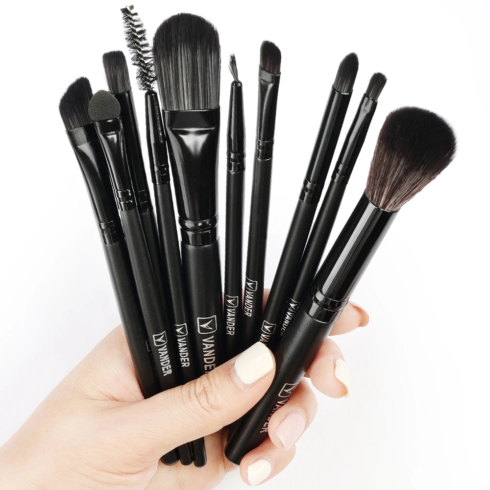 8-10 Pcs Schwarz Make-Up Pinsel Set Weiche Haar Kosmetische Pulver Lidschatten Blush Foundation Blending Concealer Schönheit Makeuo Werkzeuge