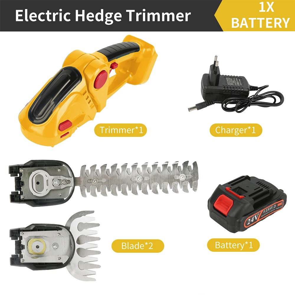 2-in-1 Elektrische Heckenschere 20000 U/min Handgeführte 2-Klingen-Grasschere Handrasenmäher Gartenschere Elektrowerkzeug für Makita 24V Akku
