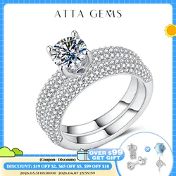 ATTAGEMS 6.5MM Moissanite Couple Ring for Women 925 Sliver Plated 18K Gold Round Cut 1.0CT Diamond Wedding Ring Set for Gifr