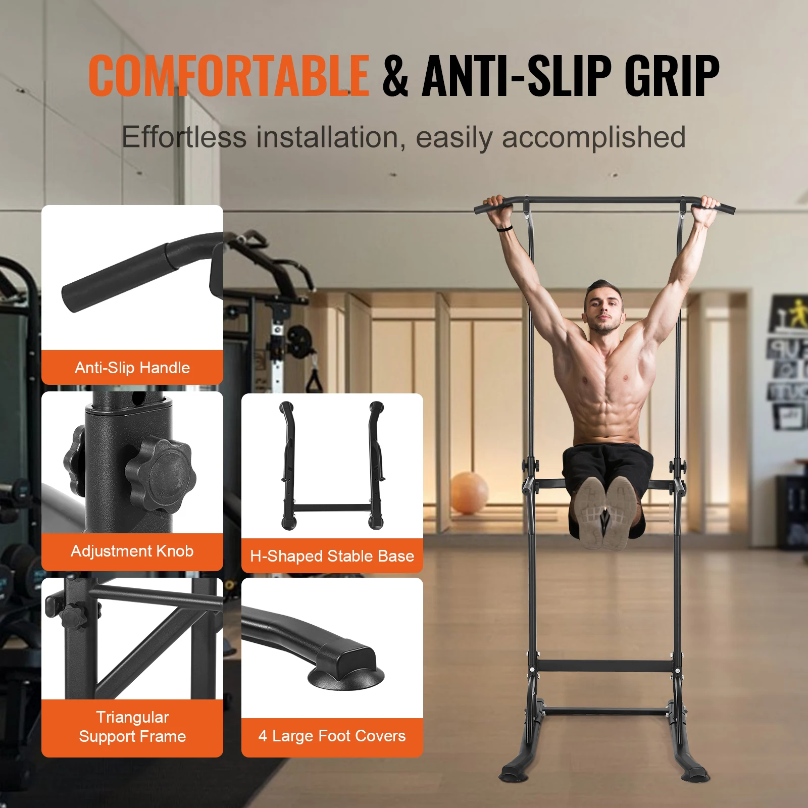 Imagem -06 - Vevor-altura Ajustável Power Tower Dip Station Pull up Bar Stand Treinamento de Força Equipamento de Treino Home Gym Fitness