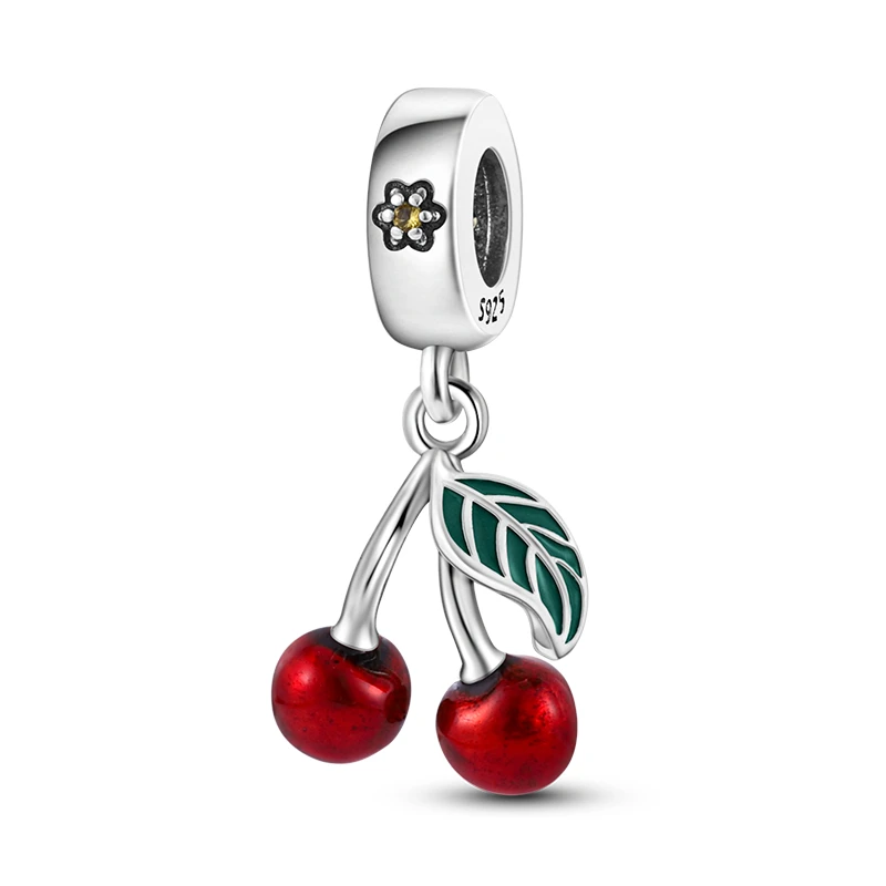 

100% 925 Stering Strawberry Charms FruitPendant Fit 3MM Original Bracelet DIY For Women Jewelry