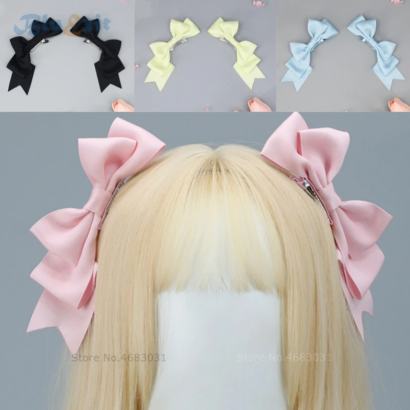 Anime empregada princesa arco grande grampo de cabelo, Cosplay Tie Clips, rosa, azul, amarelo, preto, meninas bonitos, Lolita JK Headwear