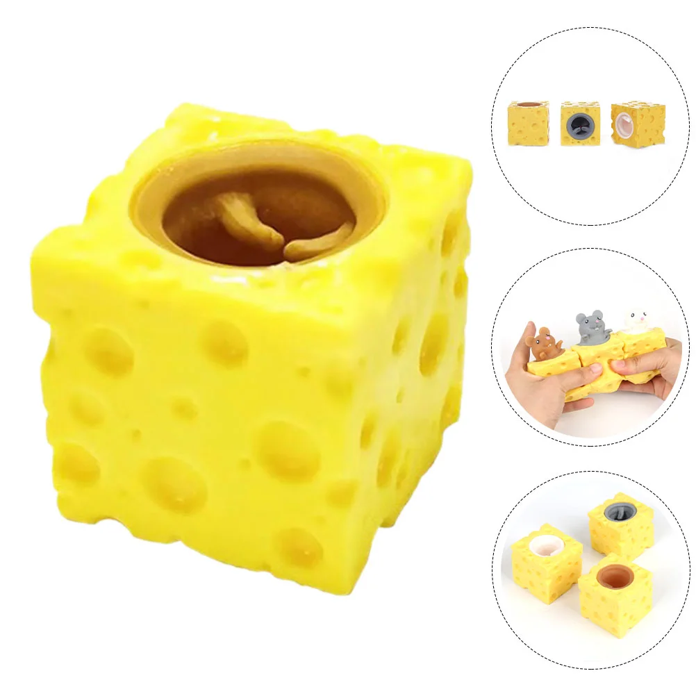 3 Pcs Cute Cheese Mouse Cup Pinch Fun Squirrel Decompression Toy 3pcs (Random Color) Toys Squeeze Stretchy Small