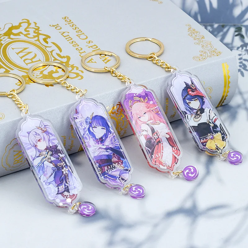 Game Genshin Impact Keychain Hutao Klee Xiao Cosplay Yae Miko Xiao Ganyu Zhongli Diluc Figure Pendant Keyrings Accessories Gifts image 3